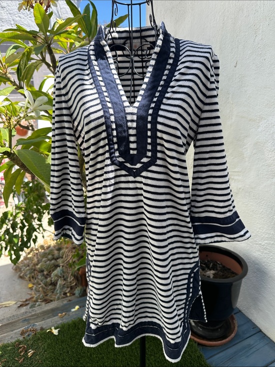 Tory Burch Other - Tory Burch Navy & White Striped Swim Cover-Up Tunic